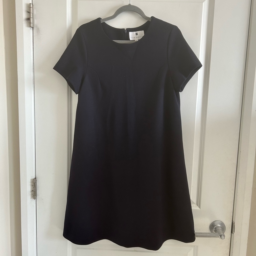 Lisa Perry Navy Wool Shirt Dress